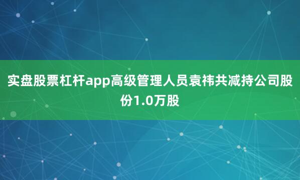 实盘股票杠杆app高级管理人员袁祎共减持公司股份1.0万股